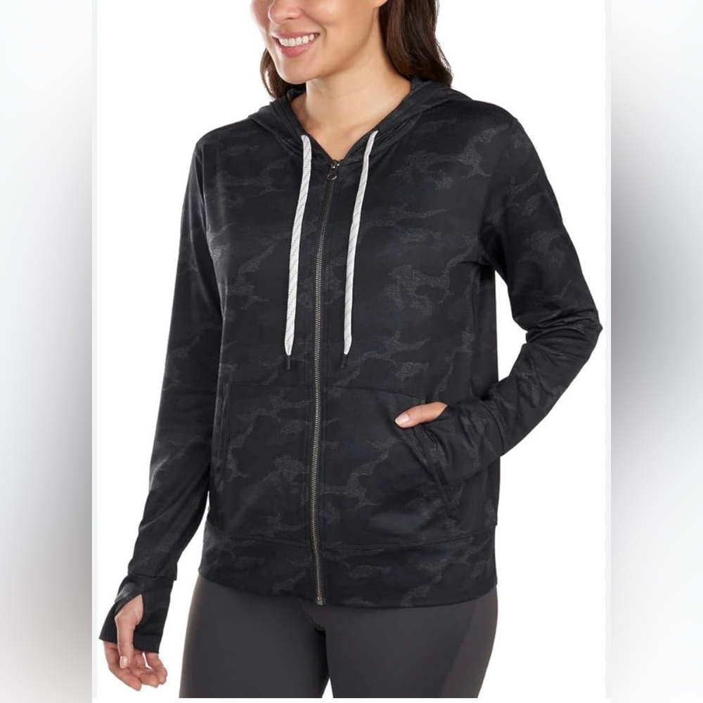 Kirkland Black Women’s Full Zip Hoodie Lightweight Size XXL